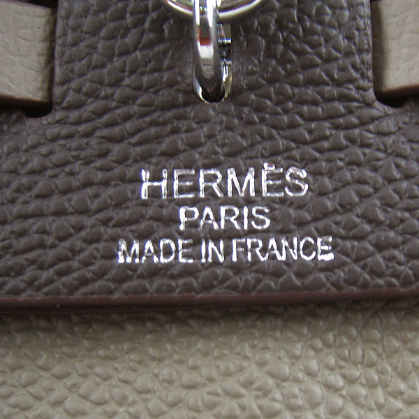 7A Replica Hermes Grey/Dark Coffee Kelly 32cm Togo Leather Bag 60667